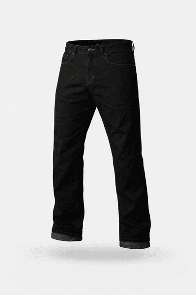 WD 082 BLACK JEANS MC BUKSE MED DUPONT&reg; KEVLAR, CE-BESKYTTER P&Aring; KN&AElig;R OG HOFTER